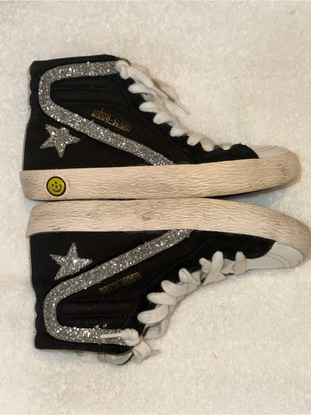 GG Kids Slide High-Top Sneakers in Black and White